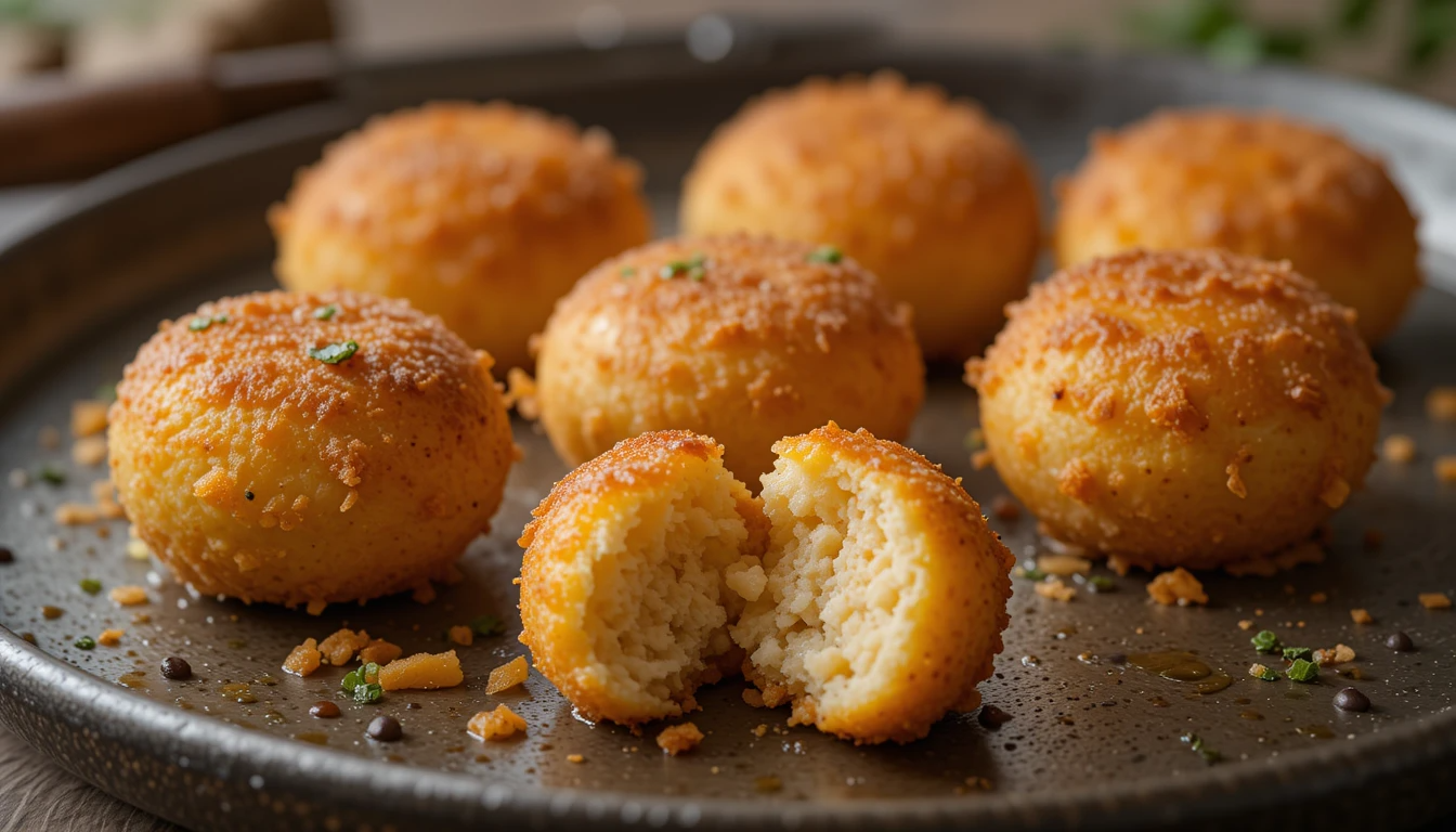 Croquetas de cocido caseras doradas y cremosas listas para comer Croquetas de cocido caseras doradas y cremosas listas para comer