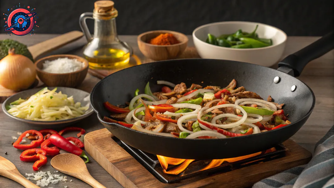 Detalle del sofrito con la carne para Ropa Vieja