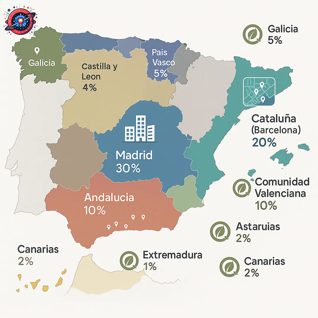 Mapa de España mostrando los principales hubs de startups de economía circular en 2025 Cataluña, Madrid y Comunidad Valenciana (1) Mapa de España mostrando los principales hubs de startups de economía circular en 2025 Cataluña, Madrid y Comunidad Valenciana (1)