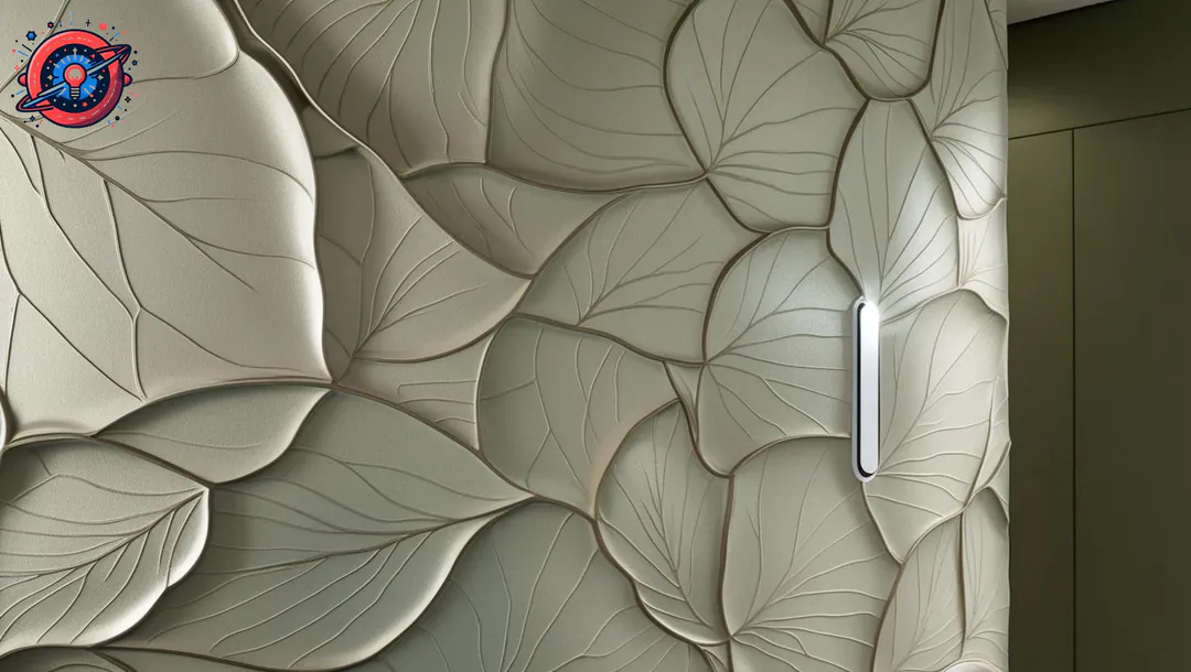 Material biomimético sostenible con patrón fractal natural en pared de oficina, ejemplo de diseño biofílico avanzad Material biomimético sostenible con patrón fractal natural en pared de oficina, ejemplo de diseño biofílico avanzad